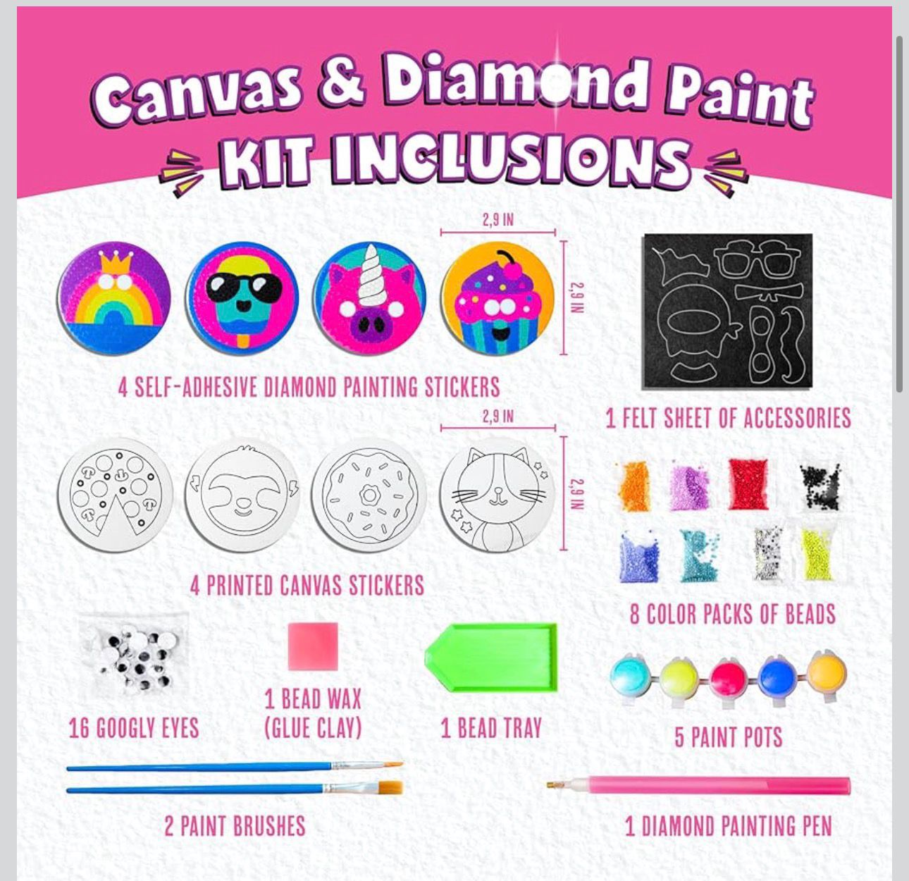 Canvas & Diamond Paint Magnets craft kit.